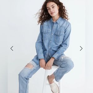 Madewell Denim Snap-Button Western Shirt in Percy Wash